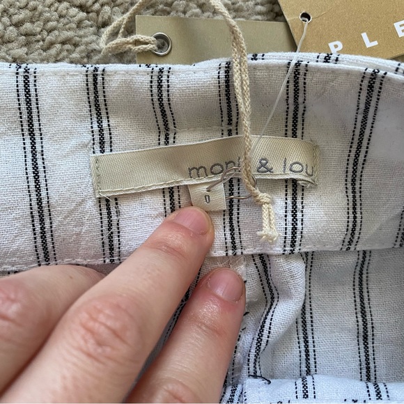 BNWT Monk & Lou White High Rise Pinstripe Paperbag Waist Pants - Picture 6 of 14